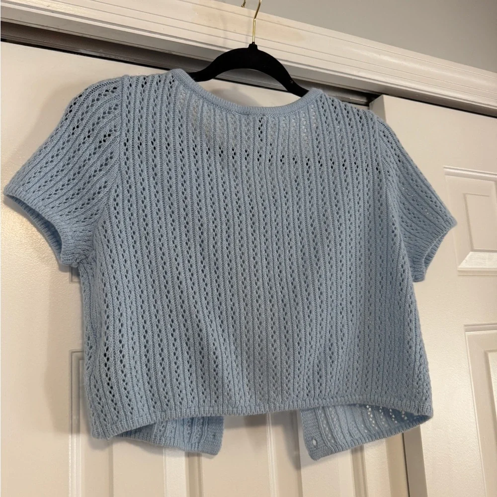 SNOW DAY SALE ❄️ Divided Crochet Cropped Cardigan - Picture 4 of 4